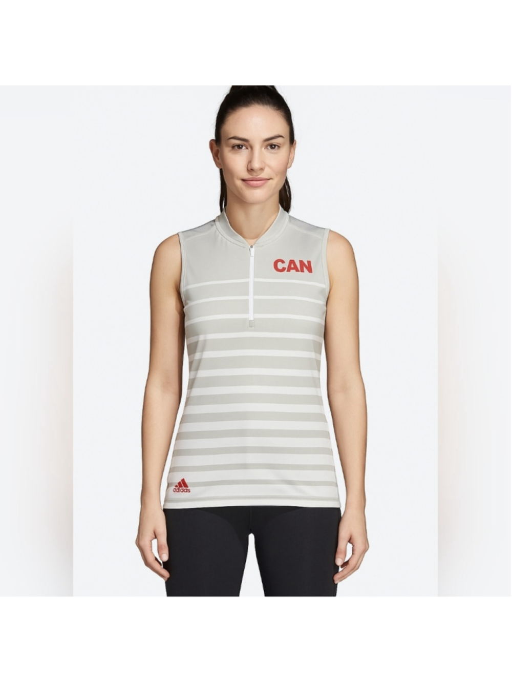 Adidas Stripe Sleeveless Half Zip Golf Polo Small
